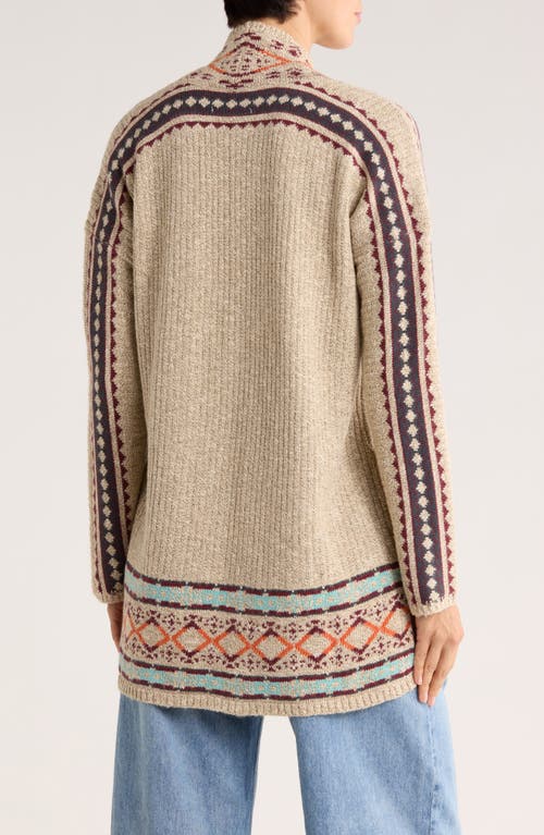 Lucky Brand Geometric Border Pocket Cardigan In Multi