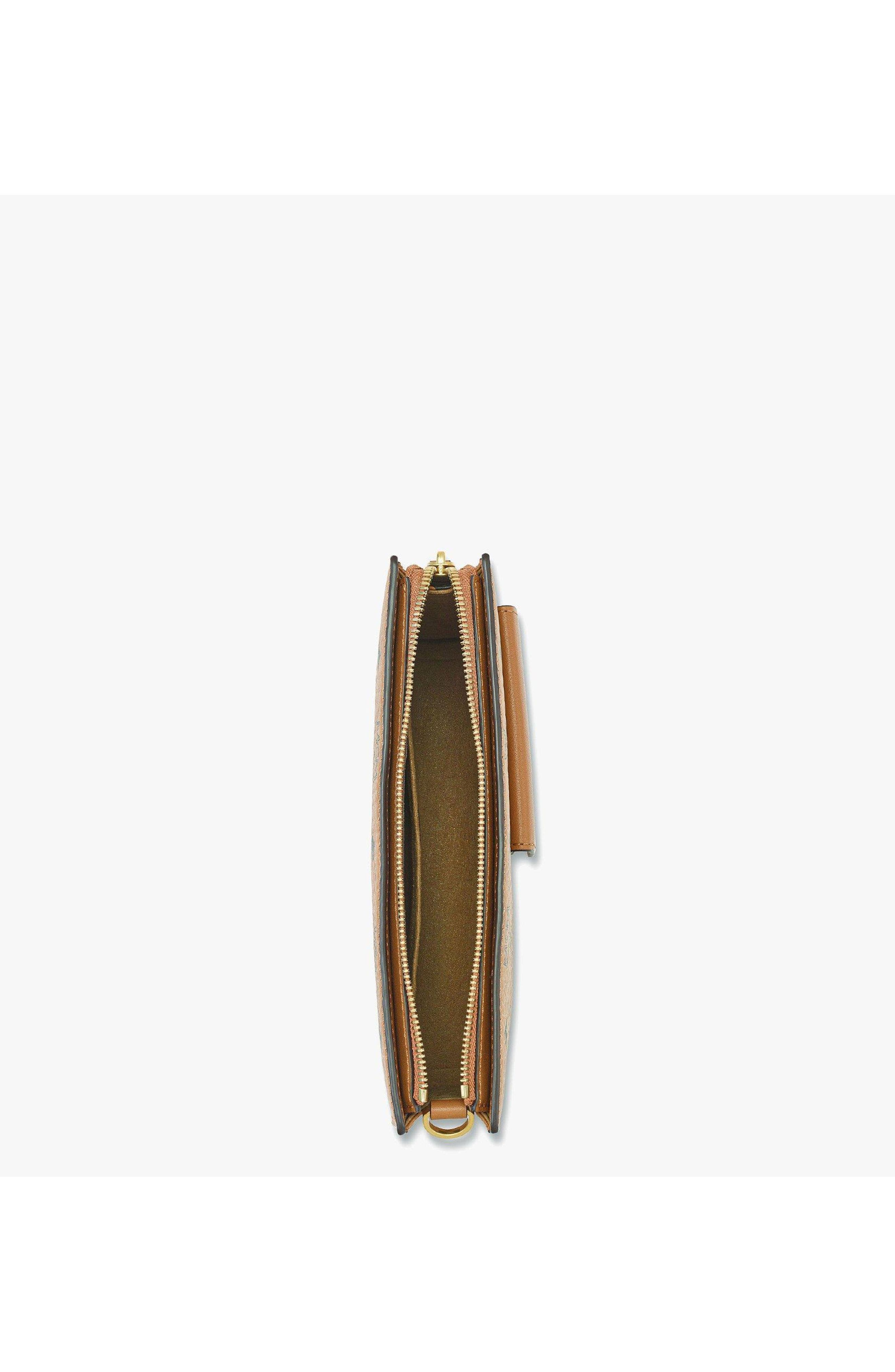 MCM Aren Standing Crossbody Pouch in Visetos, Alternate, color, Brown
