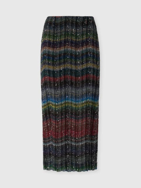 Long Pencil Skirt With Wave Pattern