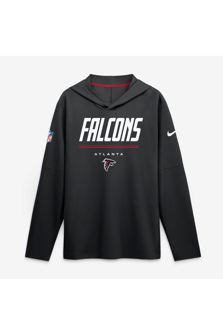 Men's Nike Black Atlanta Falcons Sideline Game On Lightweight Long Sleeve Hooded Dri-FIT Top, Main, color, Black