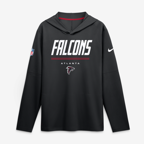 Men's Nike Black Atlanta Falcons Sideline Game On Lightweight Long Sleeve Hooded Dri-FIT Top