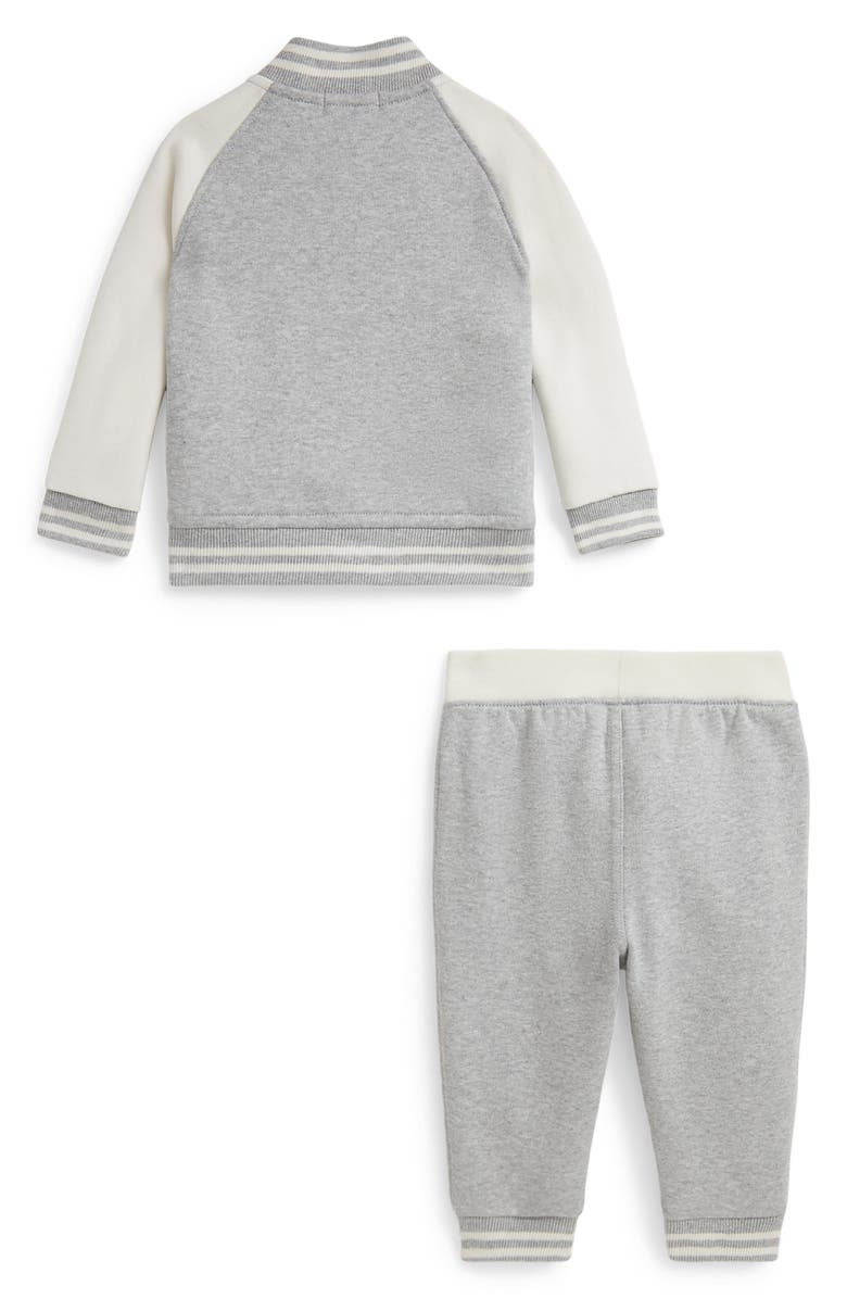 Ralph Lauren Fleece Baseball Jacket & Joggers Set, Alternate, color, Light Grey Heather