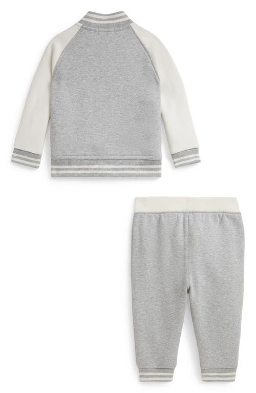 Ralph Lauren Fleece Baseball Jacket & Joggers Set In Gray
