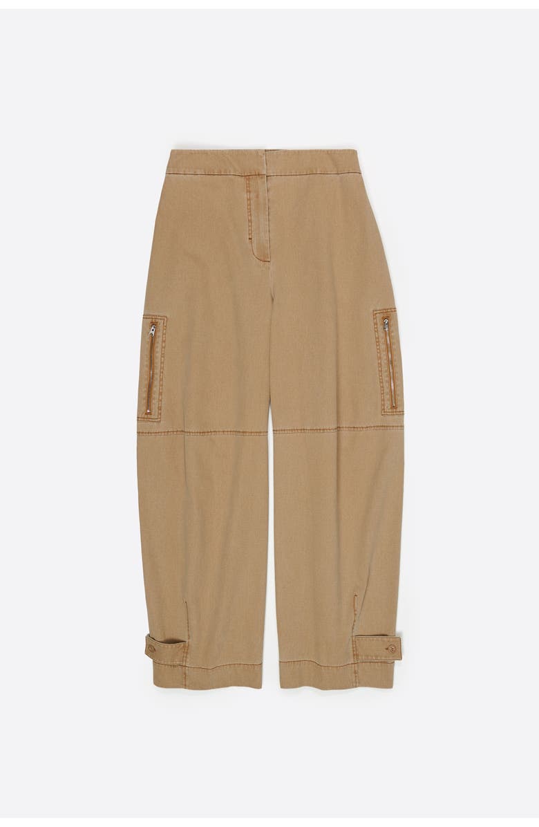 Bimba y Lola Cotton Adjustable Barrel Trousers, Alternate, color, Camel