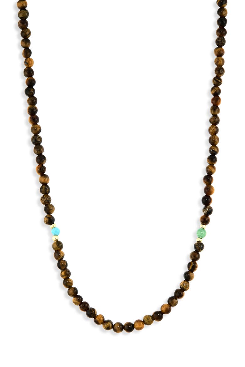 Metal Bead Necklace, Main, color, GOLD/GREEN