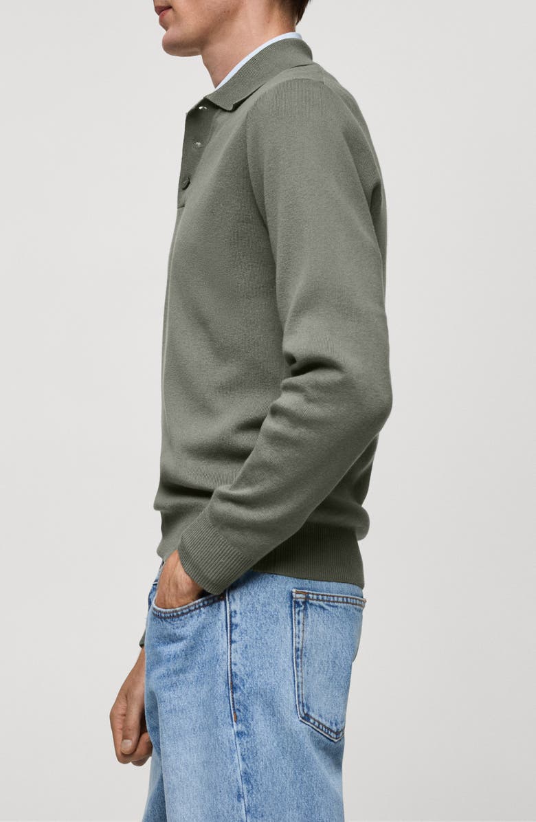 MANGO Long Sleeve Cotton Blend Polo, Alternate, color, 