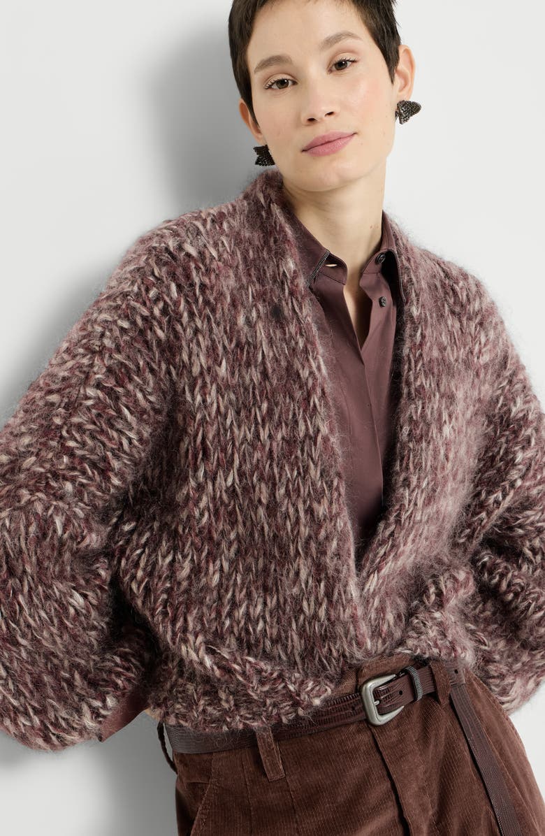 Brunello Cucinelli Malfilé mohair cardigan, Alternate, color, Purple