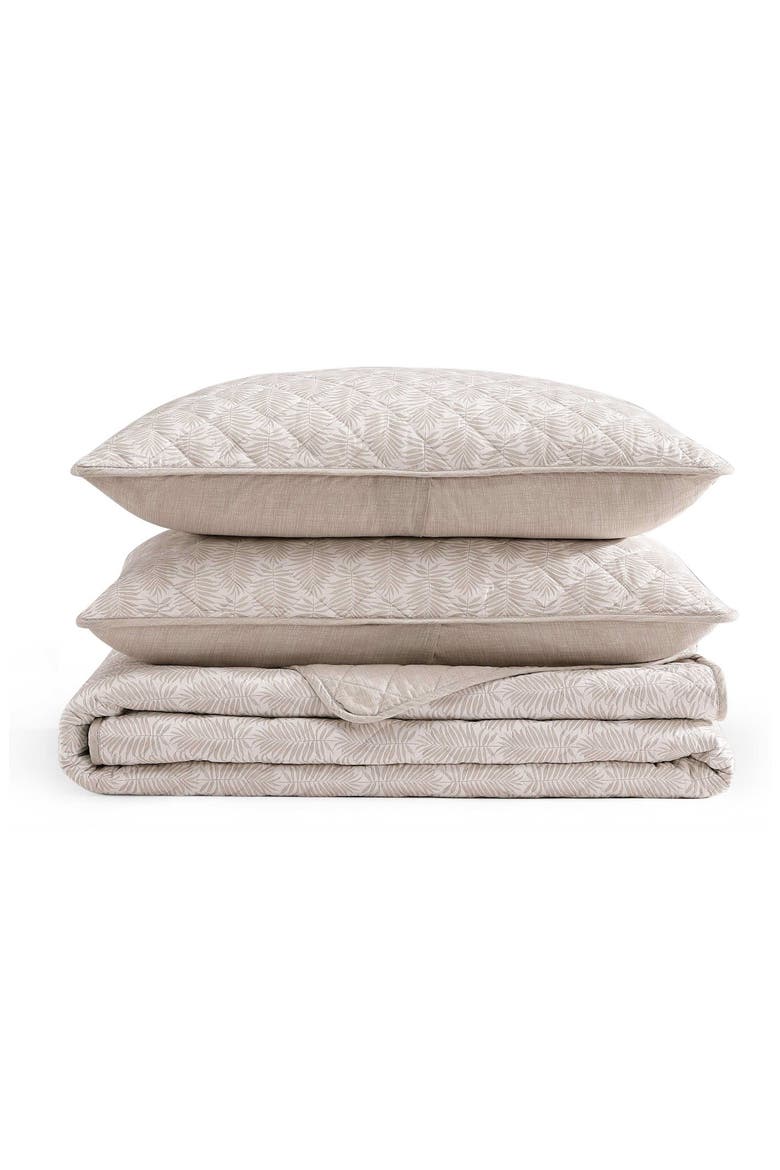 Bahama Fronds Quilt & Pillow Sham Set, Main, color, BEIGE