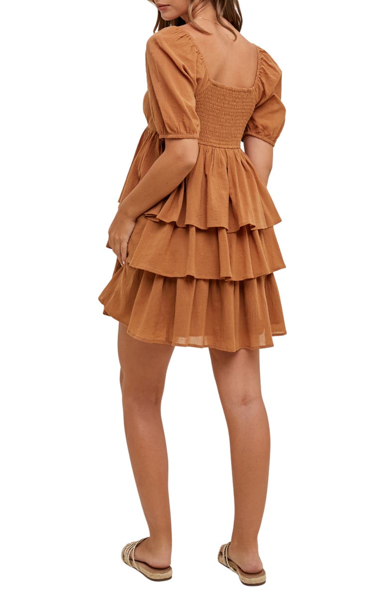 WISHLIST Puff Sleeve Tiered Minidress, Alternate, color, Camel