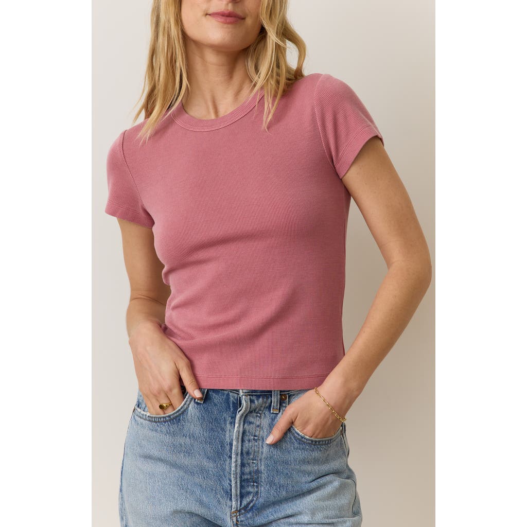 Marine Layer Lexi Sun-in Rib Crewneck T-shirt In Brick