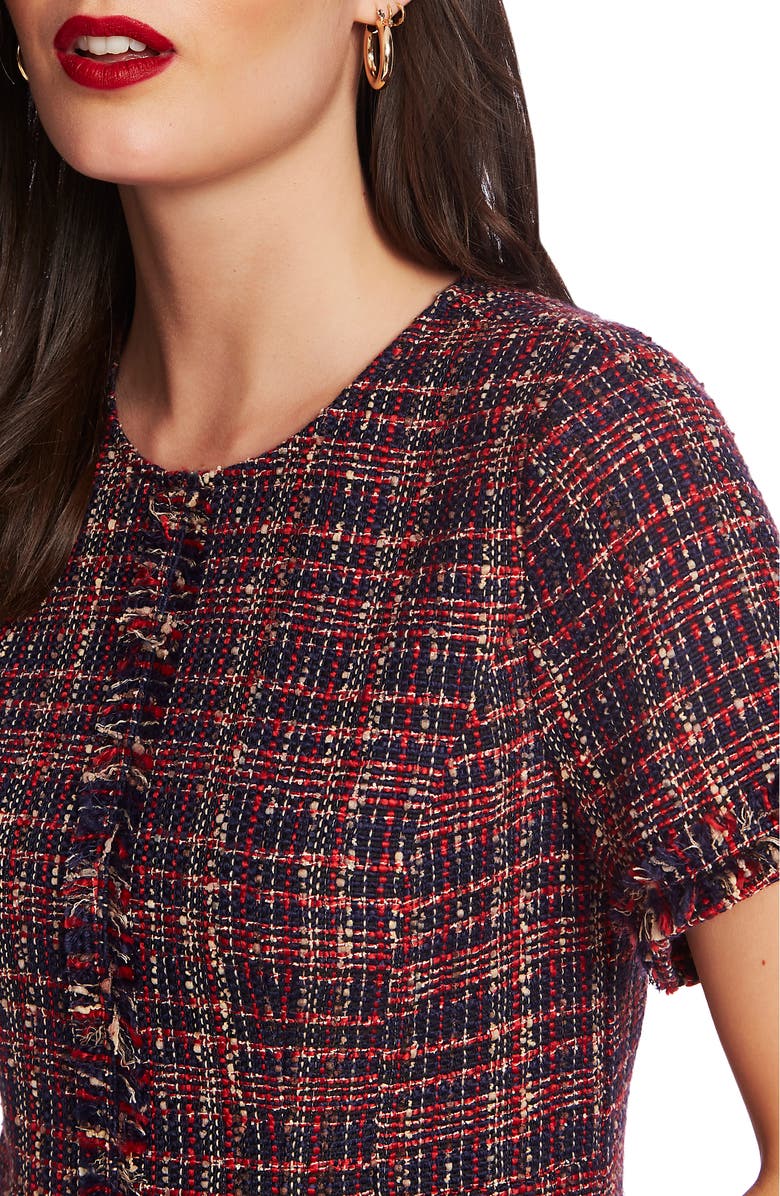 Court & Rowe Preppy Tweed Fringe Trim Dress, Alternate, color, 