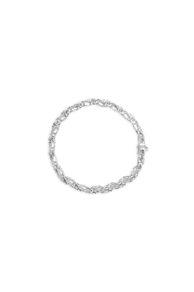 14K White Gold 2.00 Cttw Diamond Cluster and Spiral Link Bracelet, Alternate, color, White
