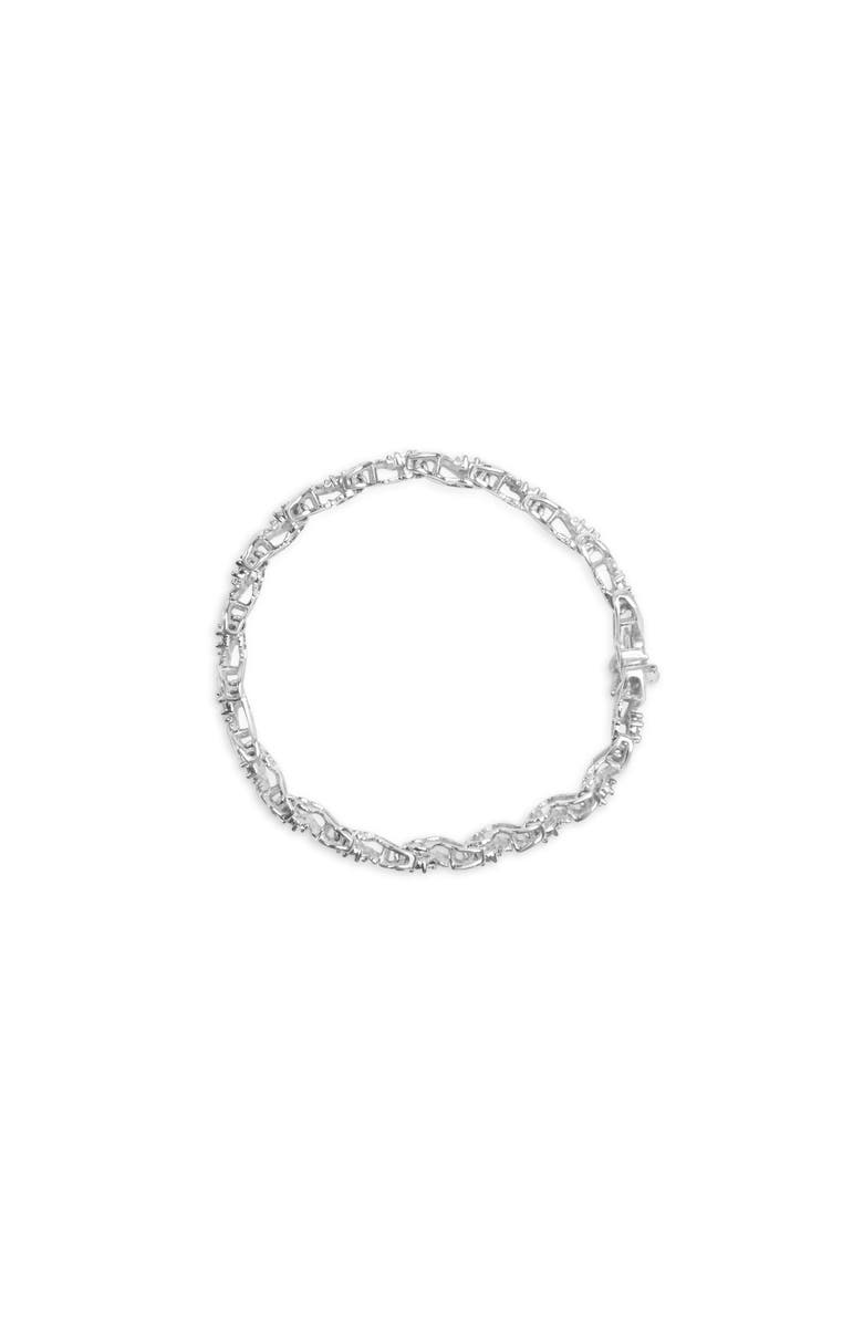 Haus of Brilliance 14K White Gold 2.00 Cttw Diamond Cluster and Spiral Link Bracelet, Alternate, color, White