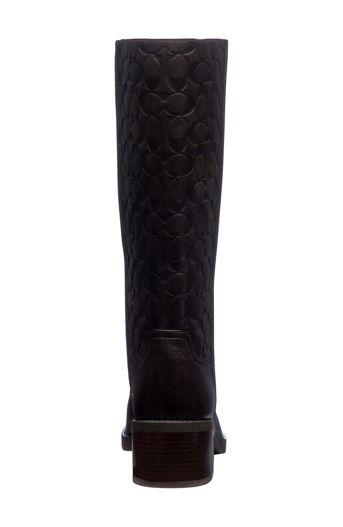 Signature Embossed Leather Knee High Boot, Alternate, color, CHOCOLATE