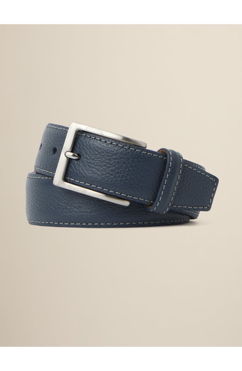 ASHWORTH GOLF Solid Pebbled Leather w/ Contrast Stitch, Main, color, Navy W/ Grey