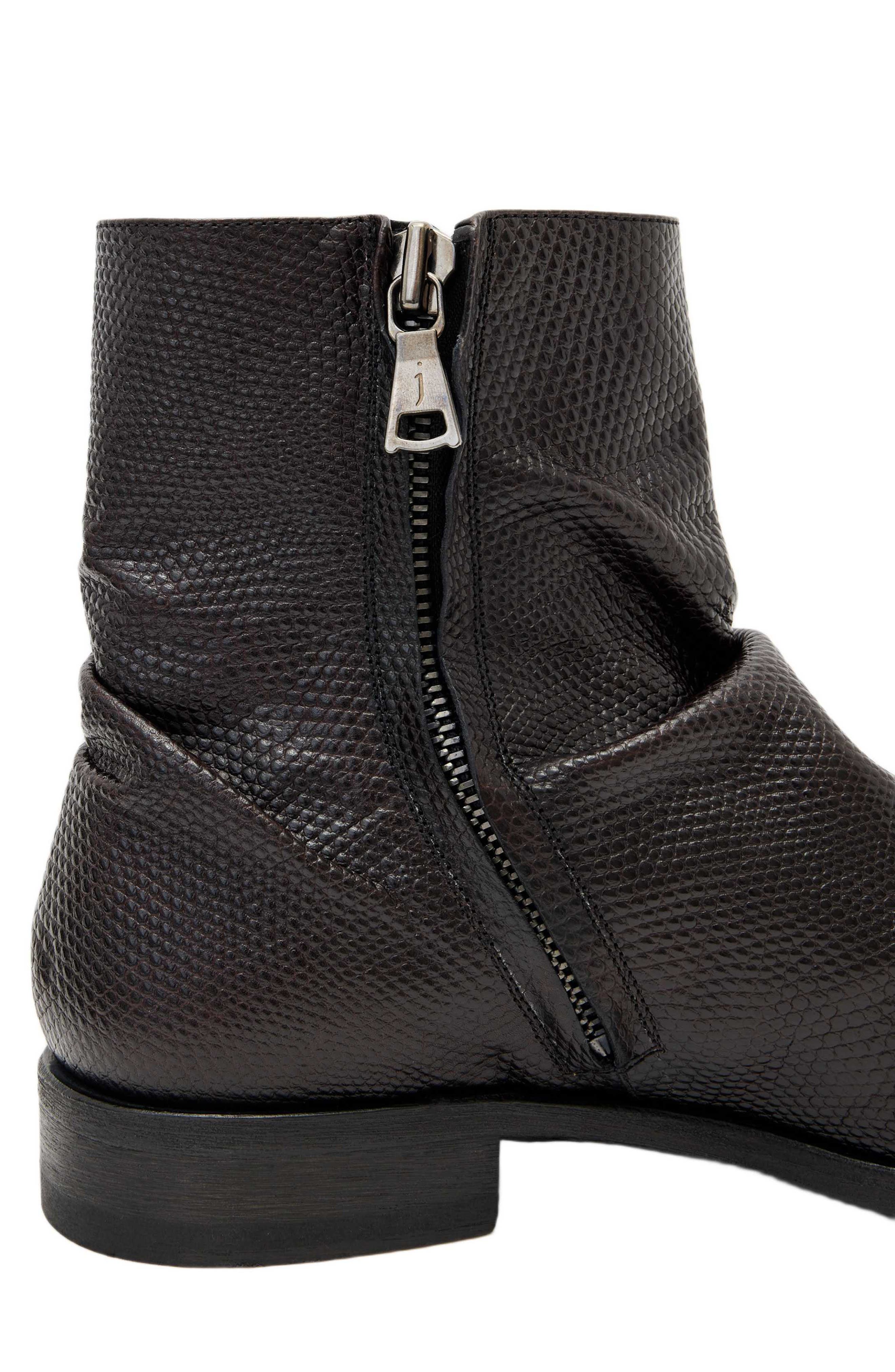 John Varvatos Morrison Sharpei Slouchy Reptile Embossed Boot, Alternate, color, Black