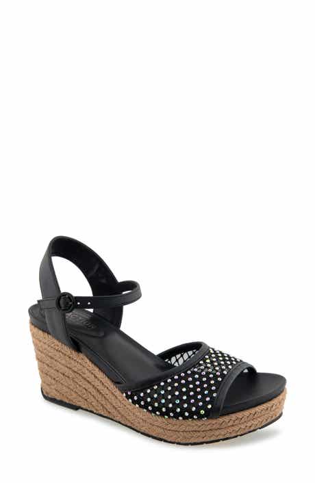 Caegan Rhinestone Mesh Espadrille Wedge Sandal