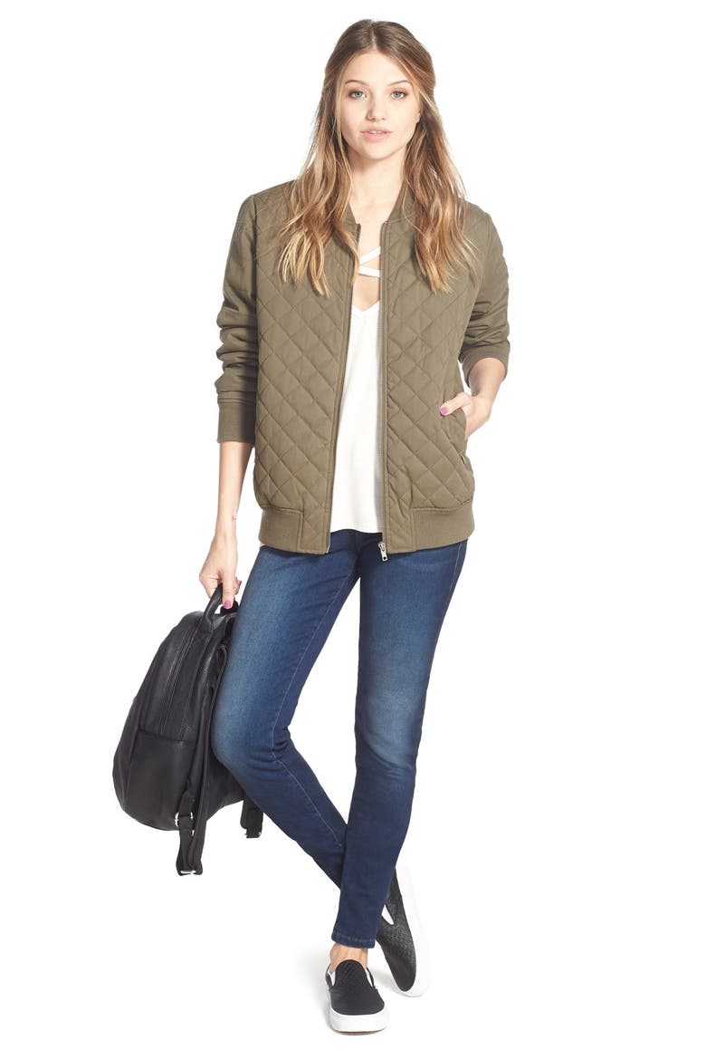 Quilted Bomber Jacket, Alternate, color, OLIVE