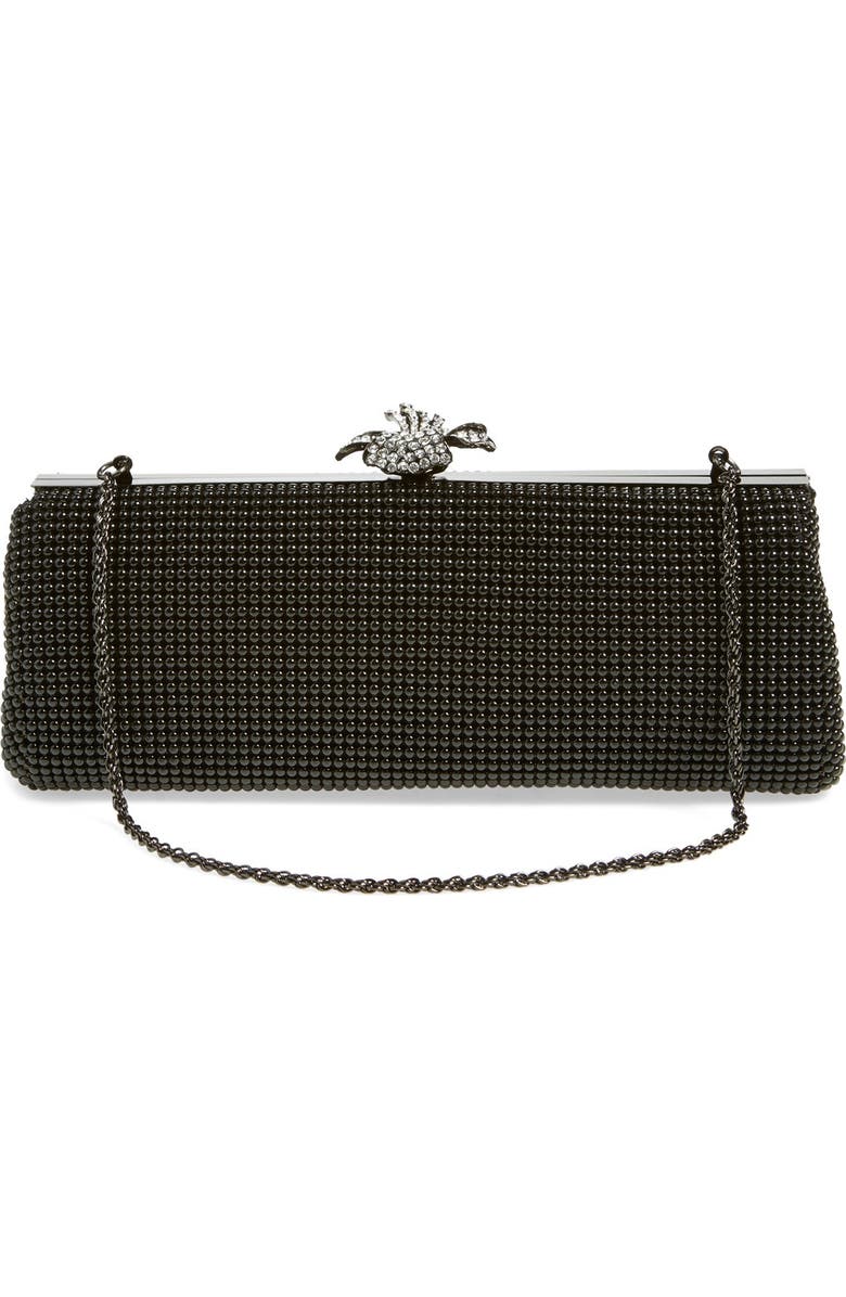 Whiting & Davis 'Crystal Flower' Metal Mesh Clutch, Alternate, color,
