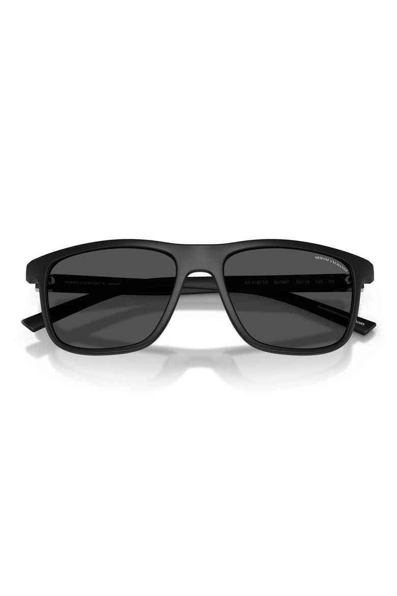 56mm Pillow Sunglasses, Alternate, color, MATTE BLACK / DARK GREY