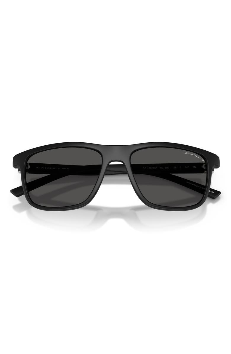 Armani Exchange 56mm Pillow Sunglasses, Alternate, color, Matte Black / Dark Grey