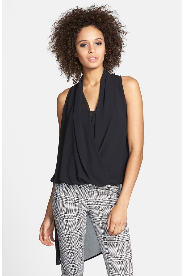 Asymmetrical Drape Front High/Low Top, Main, color, BLACK