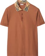 Burberry Evan Check Collar Cotton Piqué Polo