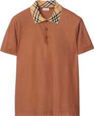 Burberry Evan Check Collar Cotton Piqué Polo