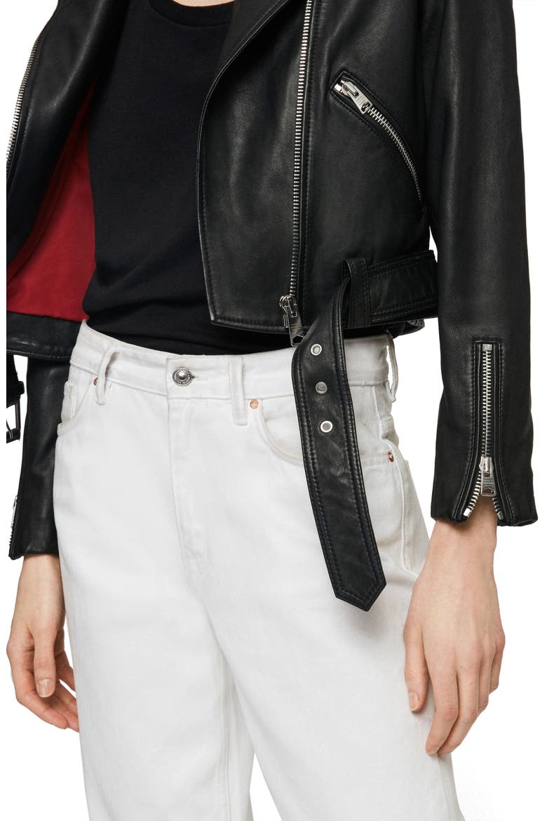 Lexi Lambskin Leather Biker Jacket, Alternate, color, BLACK