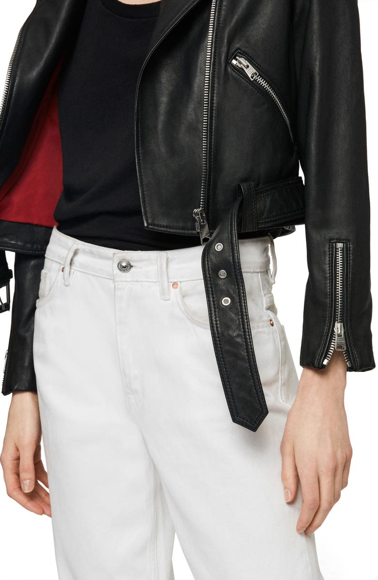 AllSaints Lexi Lambskin Leather Biker Jacket, Alternate, color, 
