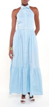 The Lulo Project The Horizon Belted Ruffle Hem Sleeveless Maxi Dress