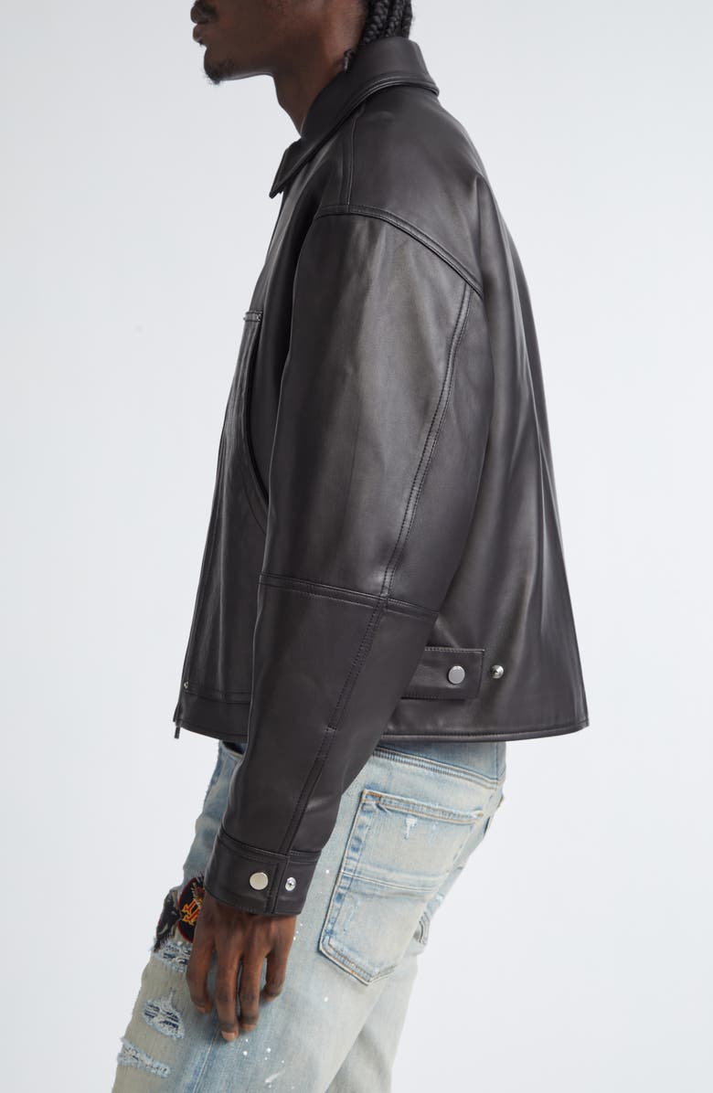 AMIRI MA Quad Embossed Leather Work Jacket, Alternate, color, Black