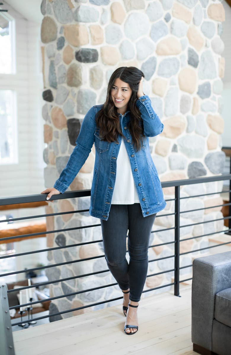 Liverpool Los Angeles Longline Denim Jacket, Alternate, color, 