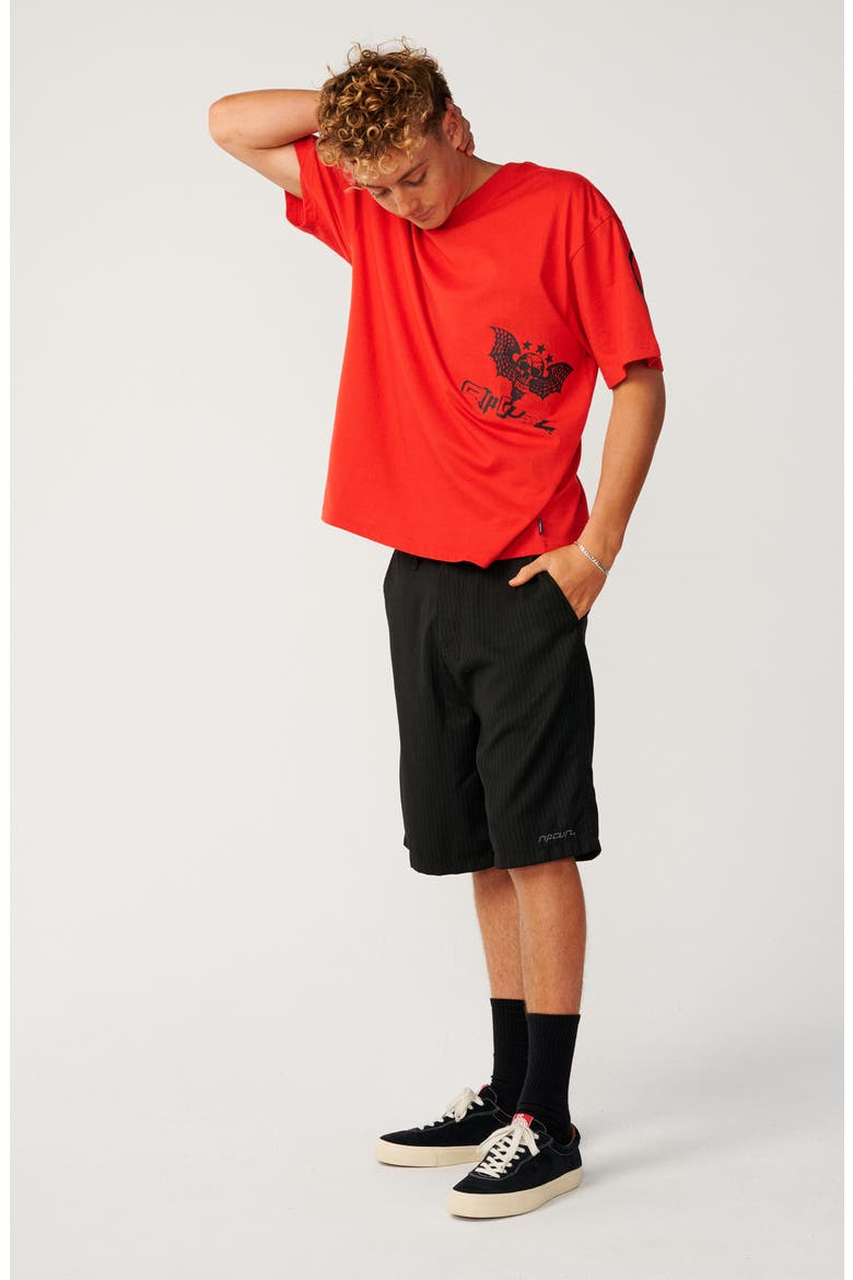Archive Oversize Pinstripe Shorts, Alternate, color, BLACK