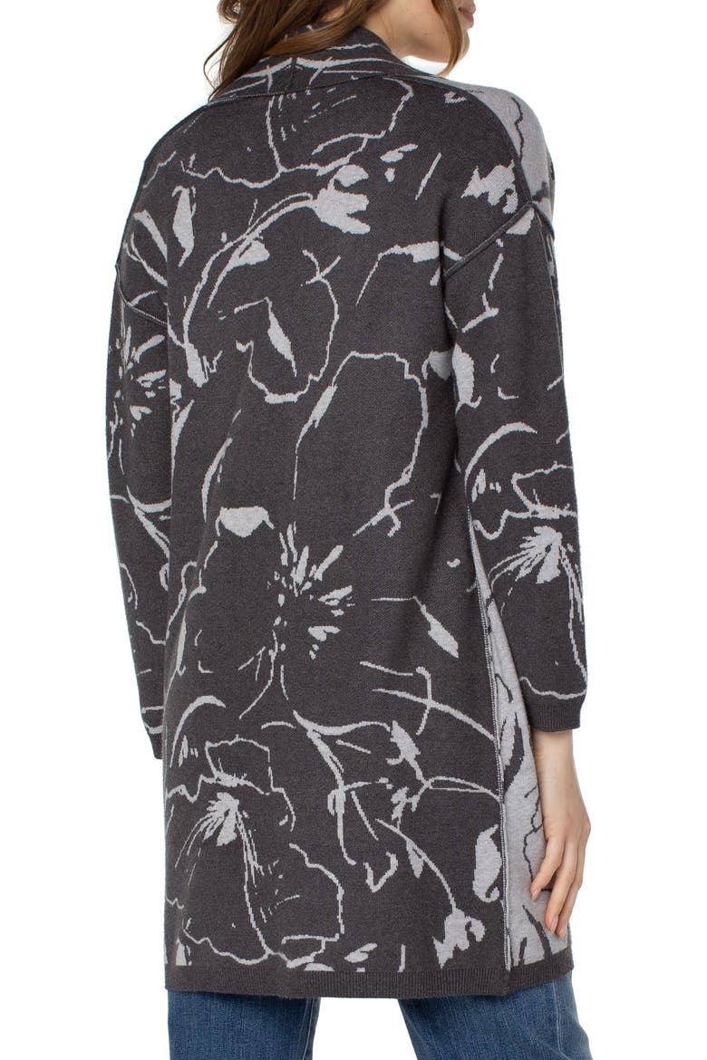 Long Open Front Jacquard Cardigan, Alternate, color, SKTCHY FLRL JAC