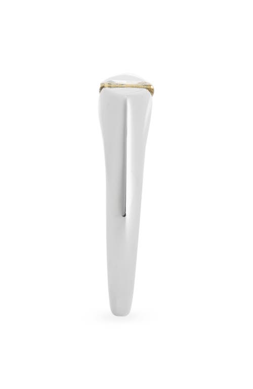 Covet Baguette Navette Signet Ring In Silver