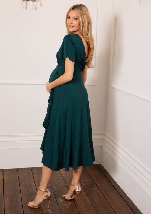 Tiffany Rose Maternity Waterfall Midi Maternity Dress In Green