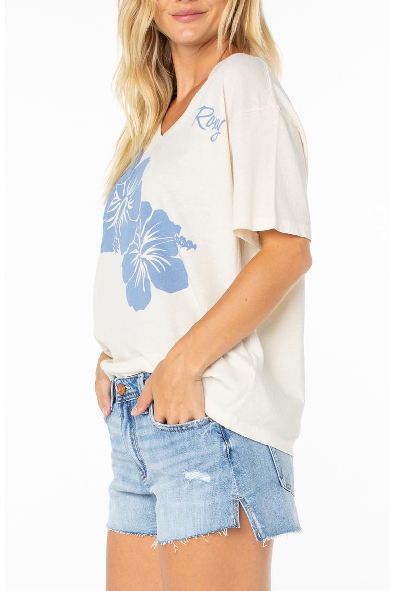 Floral Oversize V-Neck Graphic T-Shirt, Alternate, color, CLOUD DANCER