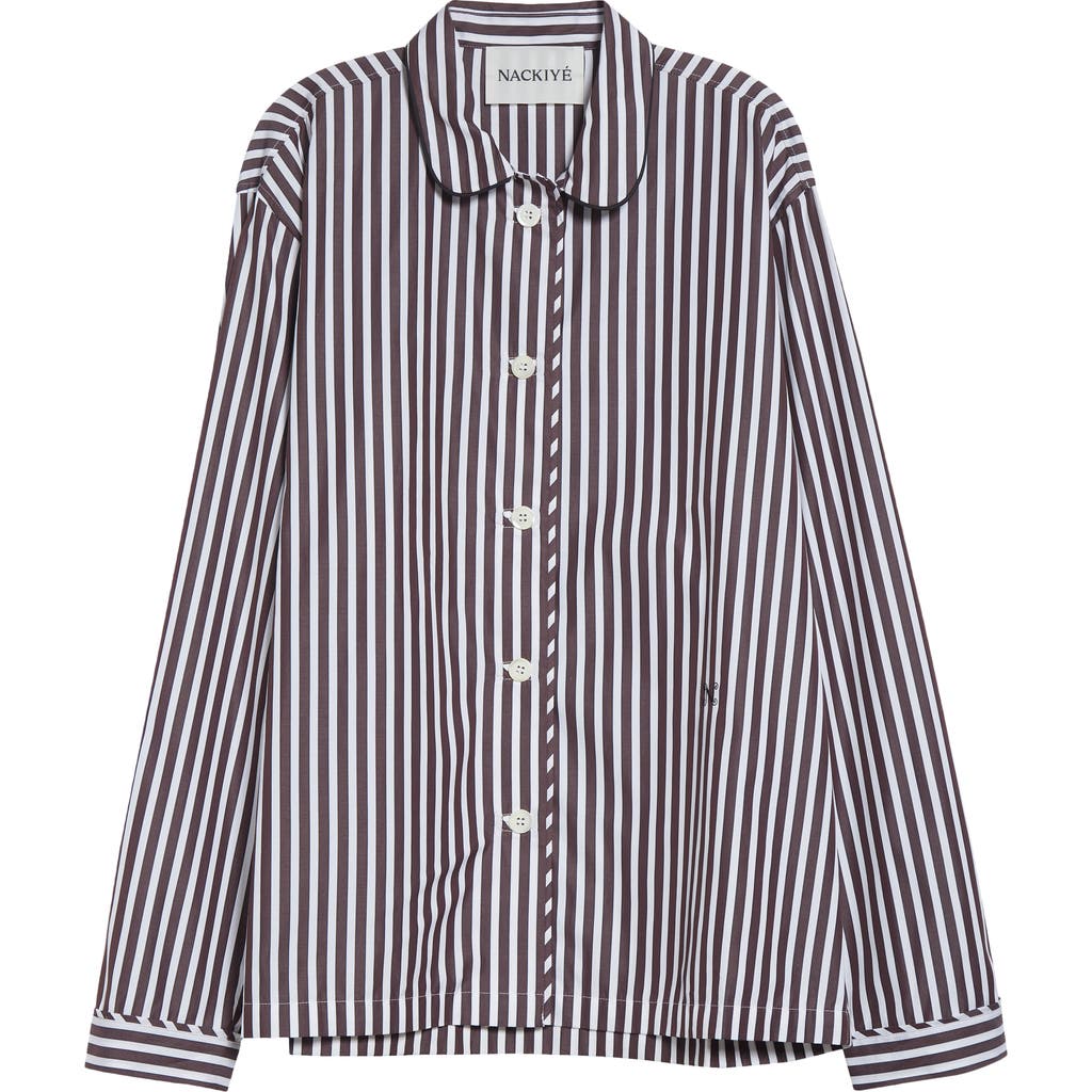 Nackiyé Nackiyè Life Is A Beach Stripe Pajama Shirt In Multi