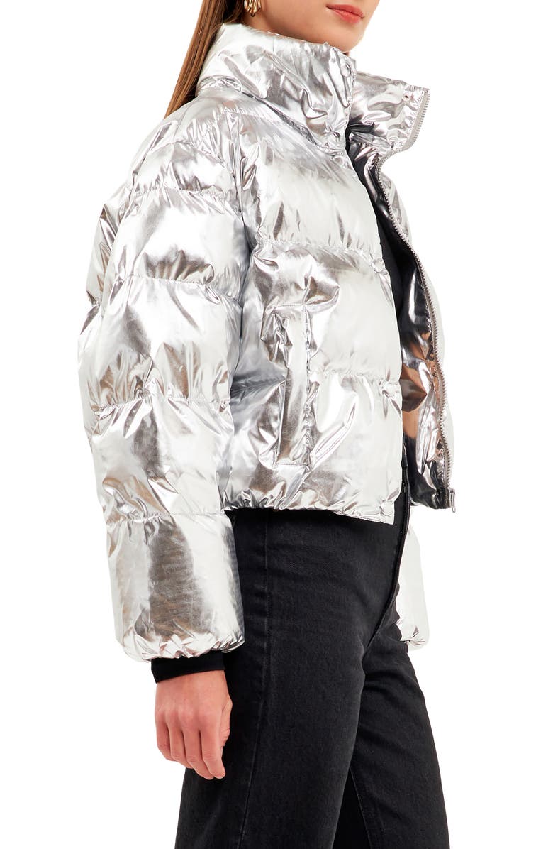 Grey Lab Crop Puffer Jacket, Alternate, color, Metallic