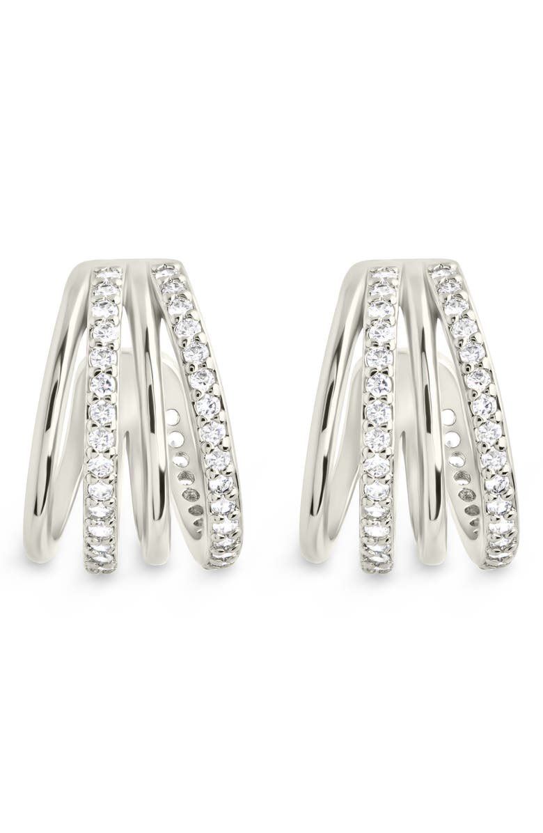 Sterling Forever Neve Micro Cubic Zirconia Hoop Earrings, Main, color, 