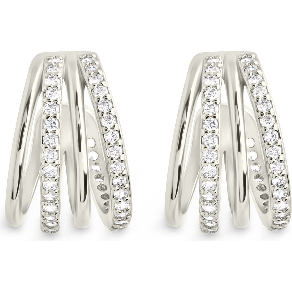 Sterling Forever Neve Micro Cubic Zirconia Hoop Earrings In Silver