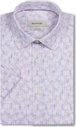 Bugatchi Miles OoohCotton® Sketched Guitar Print Short Sleeve Button-Up Shirt
