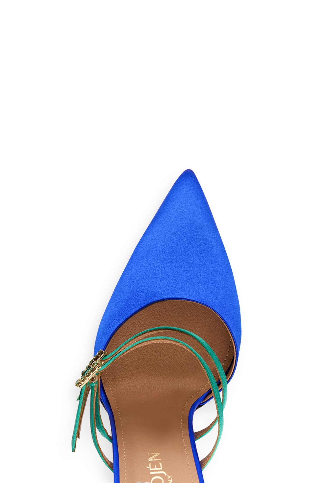 INOLA OJÉN Lolita Pointy Toe Crystal Mule, Alternate, color, Peacock