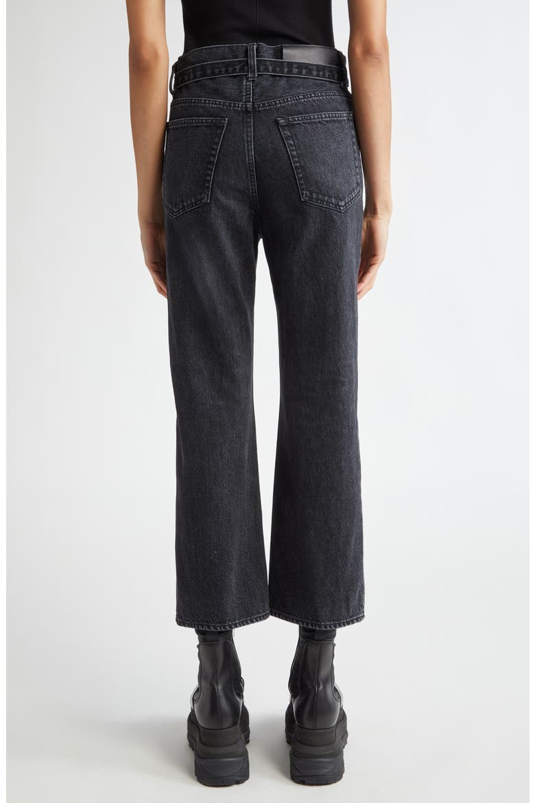 Belted Crop Bootcut Jeans, Alternate, color, BLACK