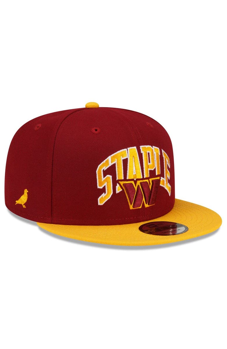 New Era x Staple Men's New Era Burgundy/Gold Washington Commanders NFL x Staple Collection 9FIFTY Snapback Adjustable Hat, Main, color, 