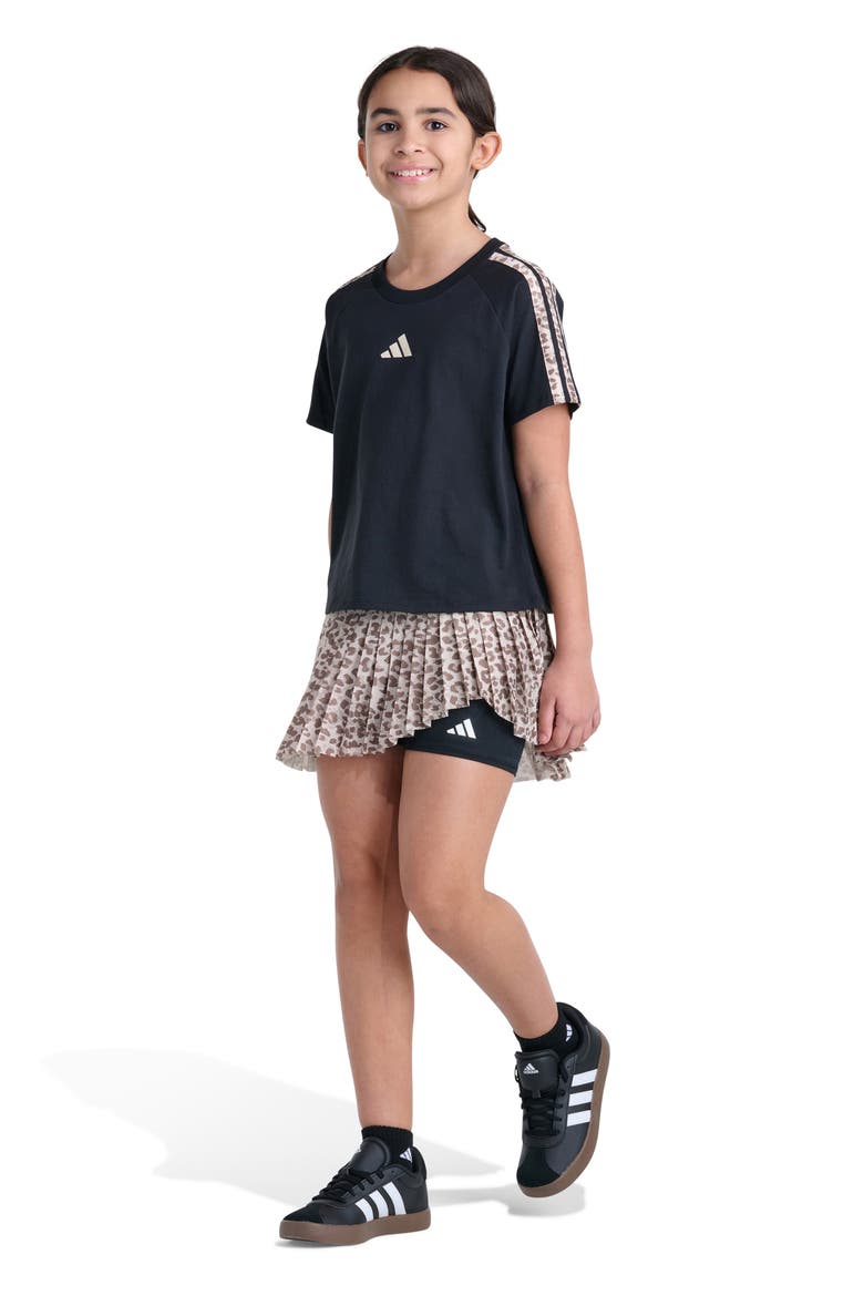 Kids' Leopard Print Pleated Skort, Alternate, color, MEDIUM BEIGE