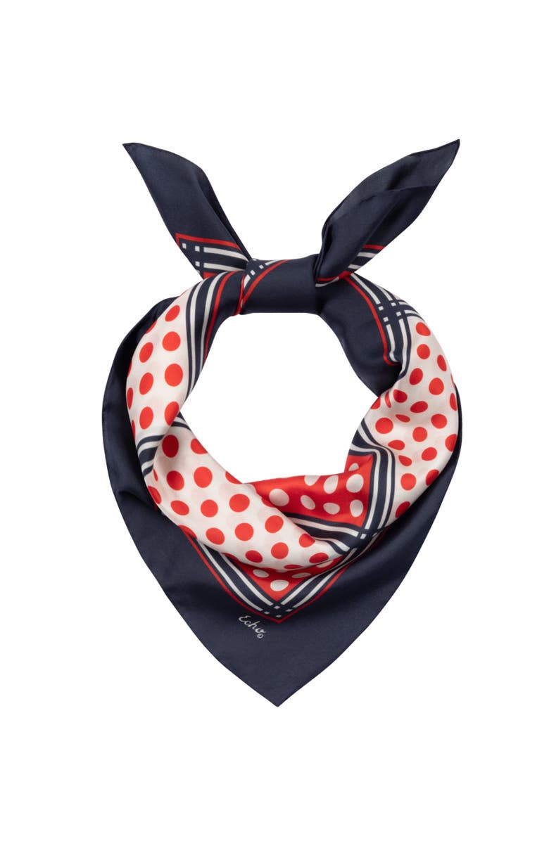 Echo Grid Dots Silk Square, Alternate, color, Navy