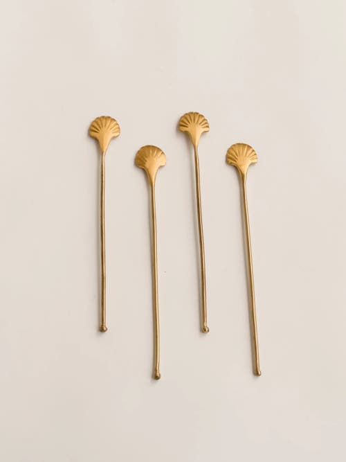 Fleck Seashell Drink Stirrers In Gold
