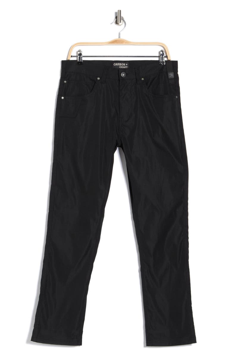 CARBON + CRAFT Water Resistant Five-Pocket Utility Pants, Main, color, Black